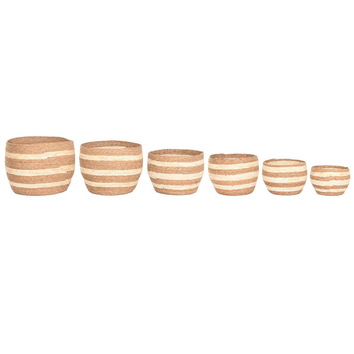 Decorative box Home ESPRIT Cream Natural Natural Fibre