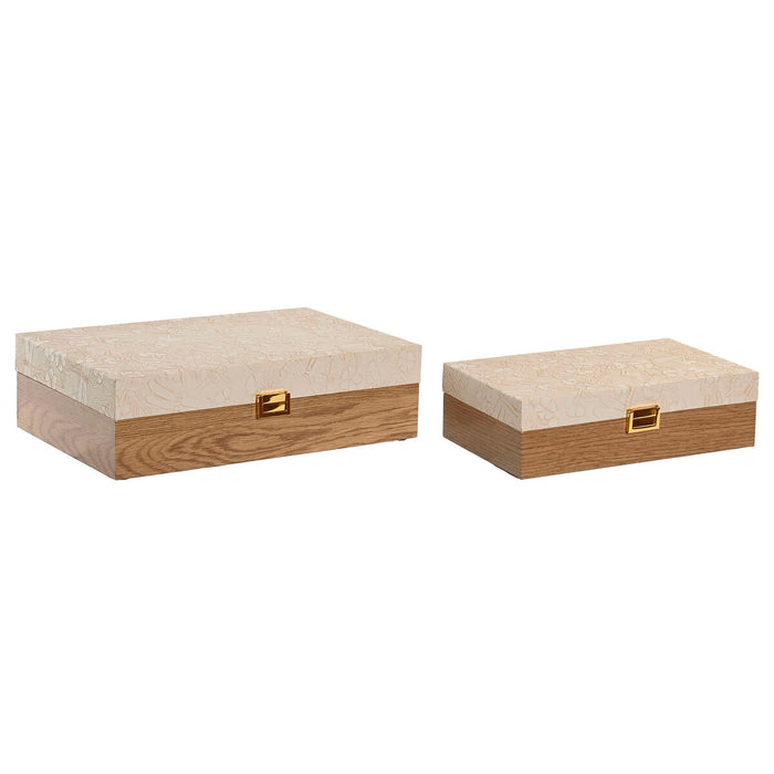 Jewelry box Home ESPRIT White Natural Wood (2 Units)