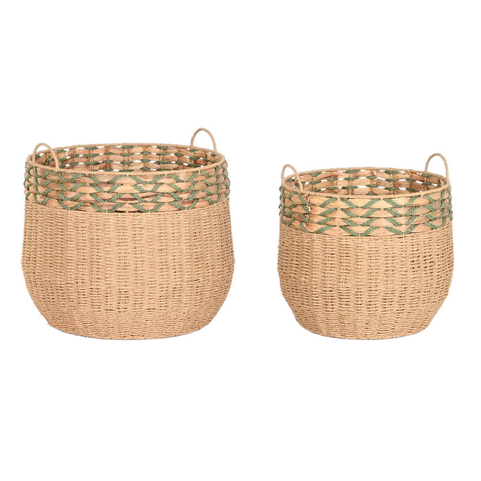 Basket set Home ESPRIT Green Natural Natural Fibre (2 Pieces)