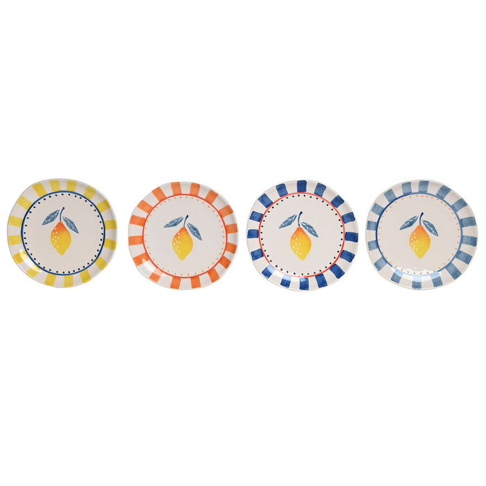 Flat Plate Home ESPRIT Yellow Blue White Orange Stoneware Lemon Mediterranean (4 Units)