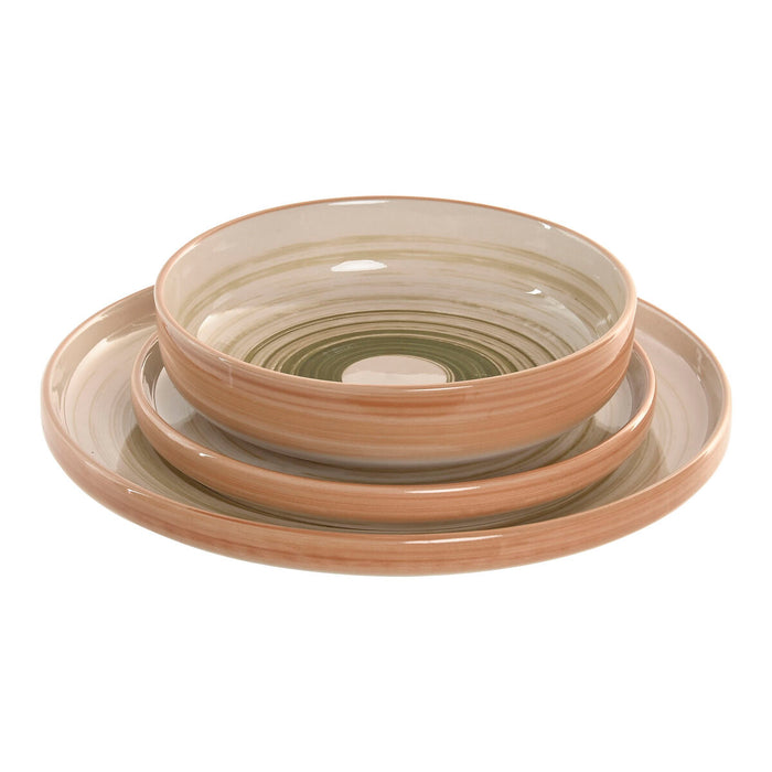 Tableware Home ESPRIT Green Stoneware 18 Pieces