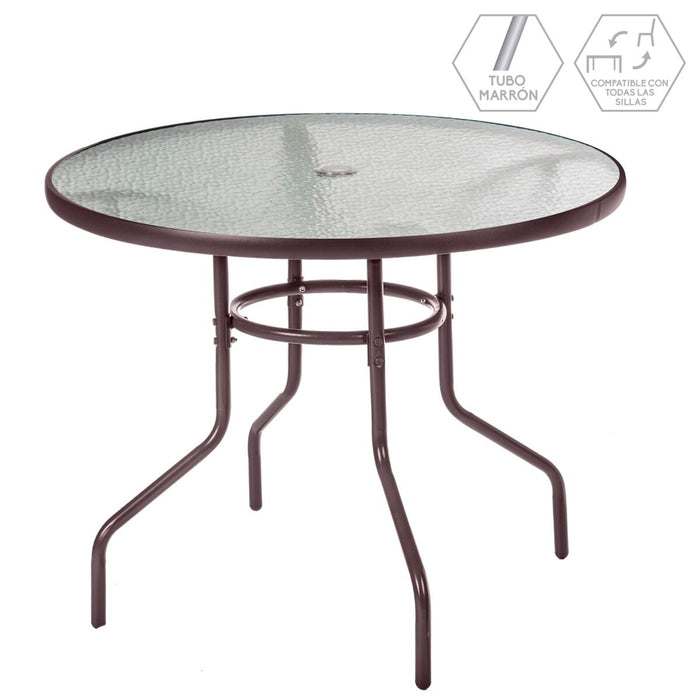 Dining Table Clasic 90 x 90 x 72 cm Hierro/Cristal Crystal Iron