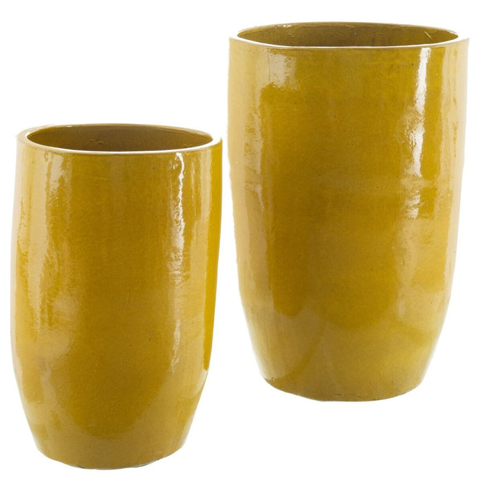 Vase 52 x 52 x 80 cm Ceramic Yellow (2 Units)