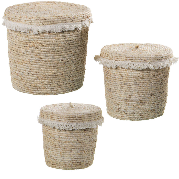 Set of Baskets Alexandra House Living 03782 Brown wicker Rattan Natural Fibre (3 Units)