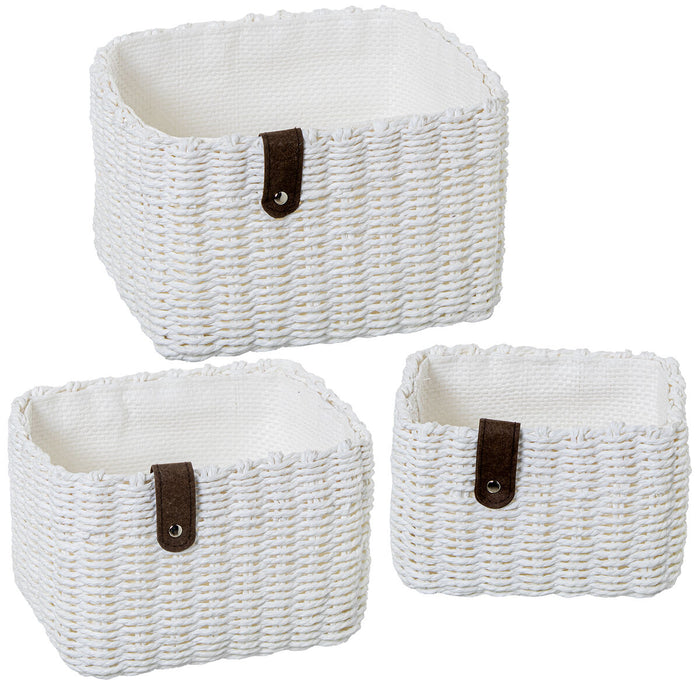 Set of Baskets Alexandra House Living 03817 White wicker Rattan Natural Fibre (3 Units)