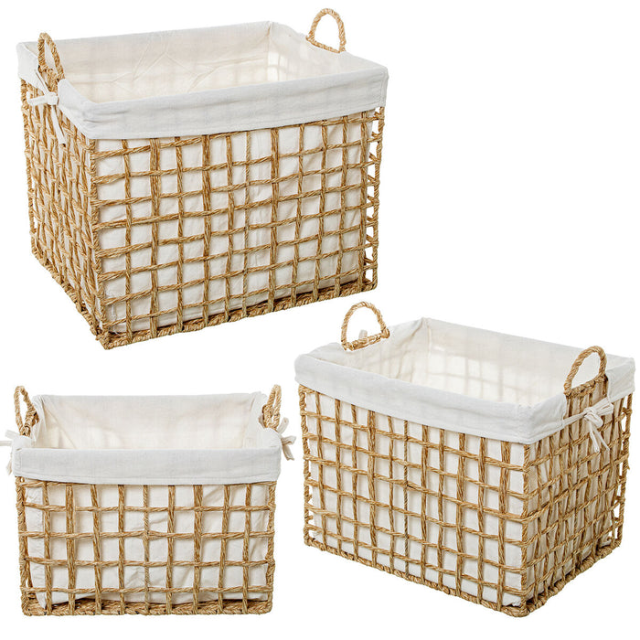 Set of Baskets Alexandra House Living 03849 Brown Wood Rattan Natural Fibre (3 Units)