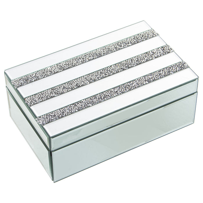 Jewelry box Alexandra House Living Grey Crystal Mirror 22 x 9 x 14 cm