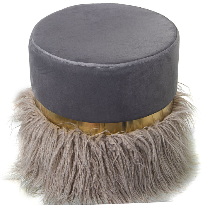 Pouffe Alexandra House Living Grey Velvet Wood 35 x 35 x 35 cm