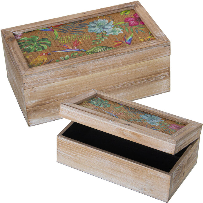 Set of decorative boxes Alexandra House Living Multicolour Wood 2 Pieces