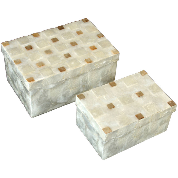 Set of decorative boxes Alexandra House Living Brown Mother of pearl 2 Pieces