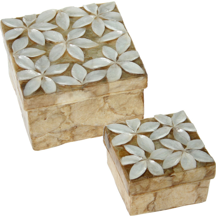 Set of decorative boxes Alexandra House Living Brown Mother of pearl 2 Pieces