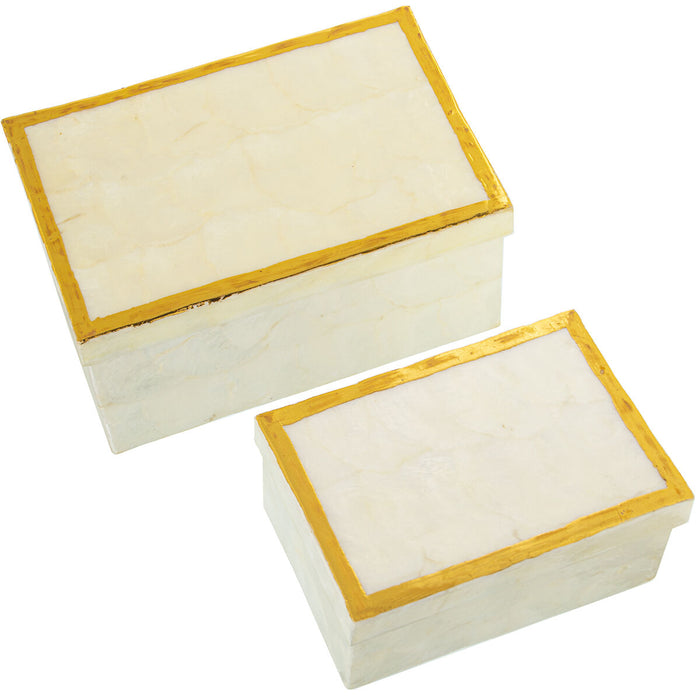 Set of decorative boxes Alexandra House Living Golden Mother of pearl 2 Pieces