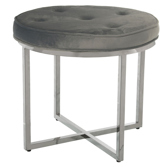 Stool Alexandra House Living Grey Velvet Metal 50 x 46 x 50 cm