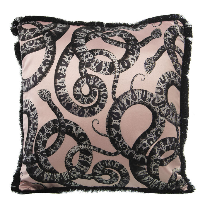 Cushion Alexandra House Living Black Pink Textile Snake 45 x 45 cm