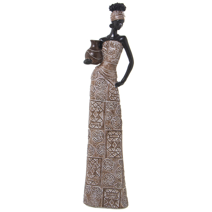 Decorative Figure Alexandra House Living Brown Plastic African Woman 11 x 14 x 51 cm