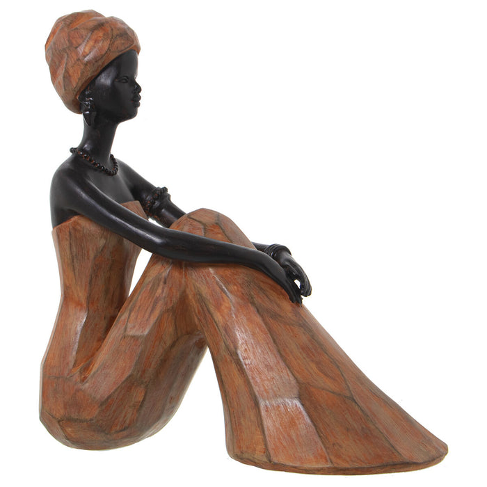 Decorative Figure Alexandra House Living Brown Plastic African Woman 12 x 23 x 24 cm