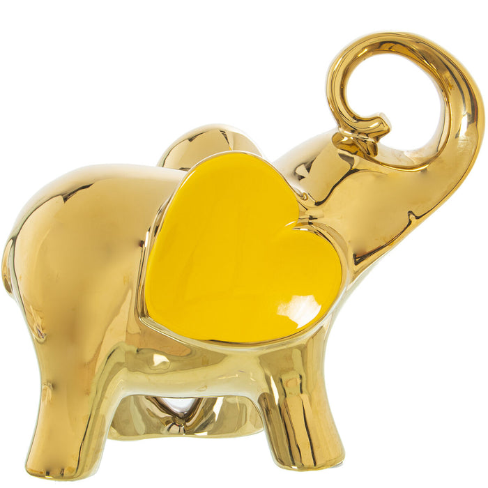 Decorative Figure Alexandra House Living Yellow Ceramic Elephant Golden 12 x 25 x 22 cm