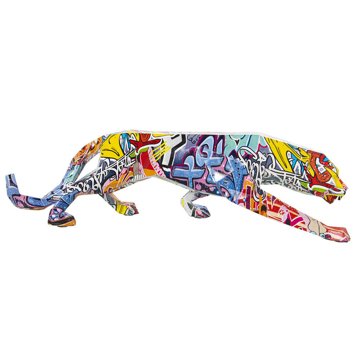 Decorative Figure Alexandra House Living Multicolour Plastic Panther Graffiti 14 x 46 x 16 cm