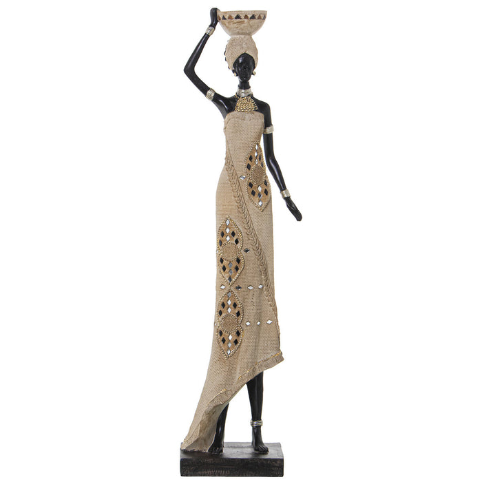 Decorative Figure Alexandra House Living Beige Plastic African Woman 15 x 19 x 63 cm