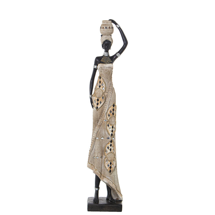Decorative Figure Alexandra House Living Beige Plastic African Woman 12 x 14 x 54 cm