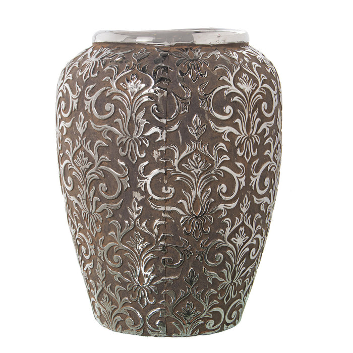 Vase Alexandra House Living Silver Ceramic Aged finish 21 x 22 x 28 cm