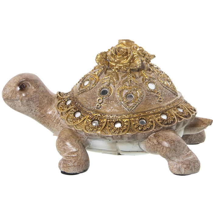 Decorative Figure Alexandra House Living Brown Golden Plastic Tortoise 15 x 15 x 21 cm