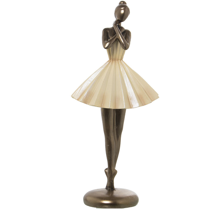 Decorative Figure Alexandra House Living Beige Golden Plastic Ballerina 13 x 17 x 32 cm