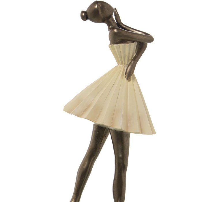 Decorative Figure Alexandra House Living Beige Golden Plastic Ballerina 13 x 17 x 30 cm