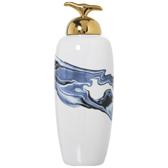 Tibor Alexandra House Living Blue White Golden Ceramic 17 x 46 cm