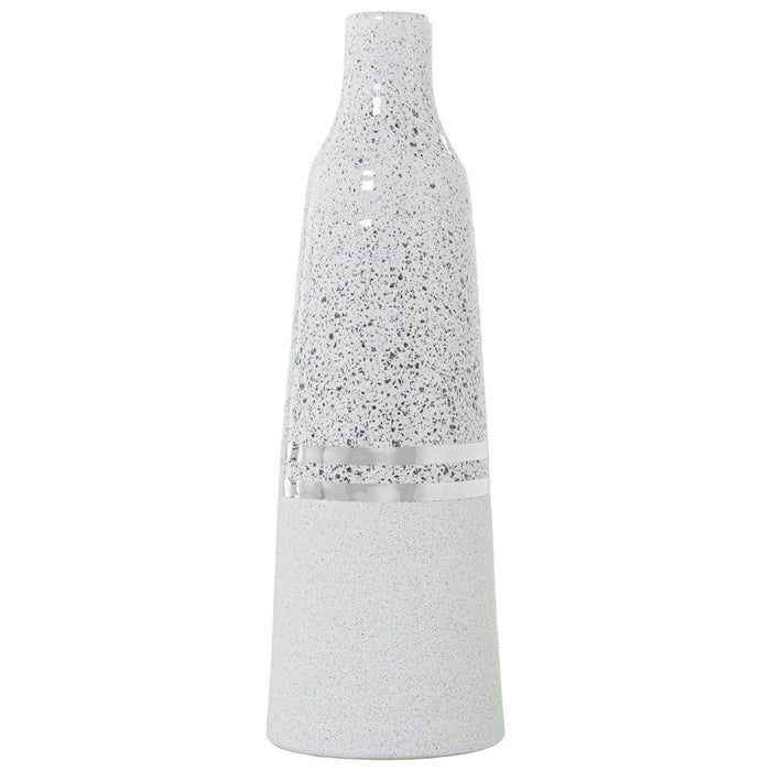 Vase Alexandra House Living White Silver Ceramic 13 x 13 x 37 cm