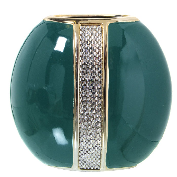 Vase Alexandra House Living Golden Silver Dark green Ceramic Shiny 13 x 23 x 22 cm