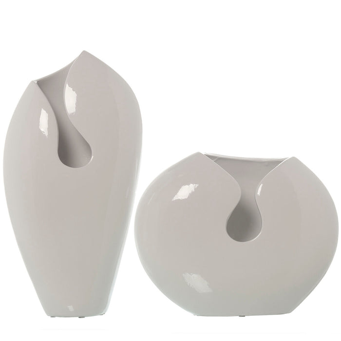 Set of 2 Vases Alexandra House Living White Ceramic Shiny 23 x 24 x 42 cm (2 Pieces)