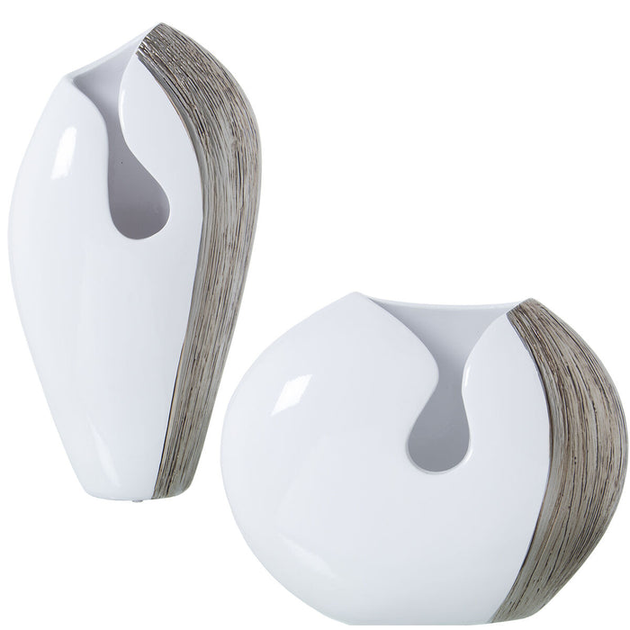 Set of 2 Vases Alexandra House Living White Silver Ceramic