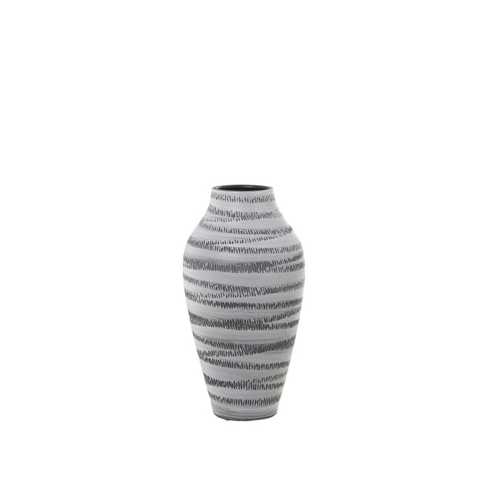 Vase Alexandra House Living Grey Ceramic Stripes 22 x 21 x 39 cm