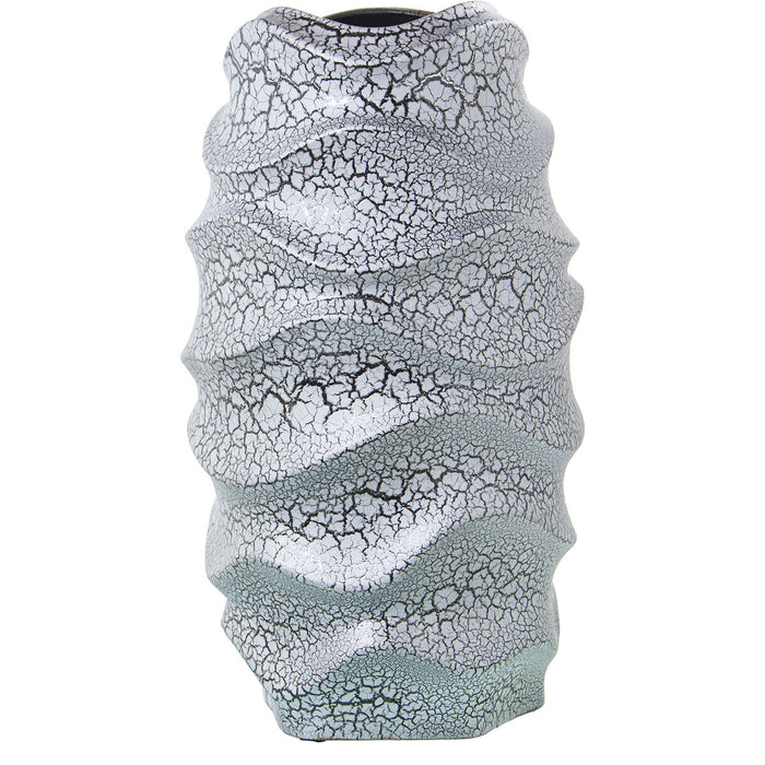 Vase Alexandra House Living Grey Silver Ceramic Crackled 22 x 22 x 39 cm