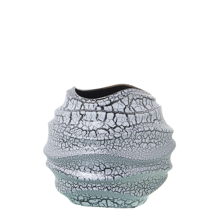 Vase Alexandra House Living Grey Silver Ceramic Crackled 26 x 27 x 25 cm