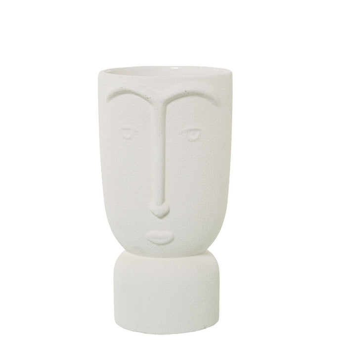 Vase Alexandra House Living Ecru Ceramic Face 13 x 13 x 25 cm