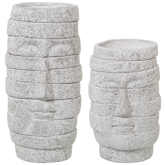 Set of 2 Vases Alexandra House Living Granite Ceramic 14 x 27 x 28 cm (2 Pieces)