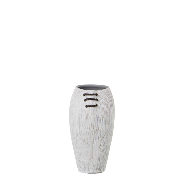 Vase Alexandra House Living White Ceramic Stripes 19 x 19 x 34 cm