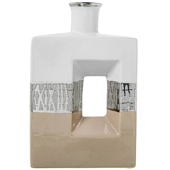 Vase Alexandra House Living White Silver Ceramic 18 x 7 x 28 cm