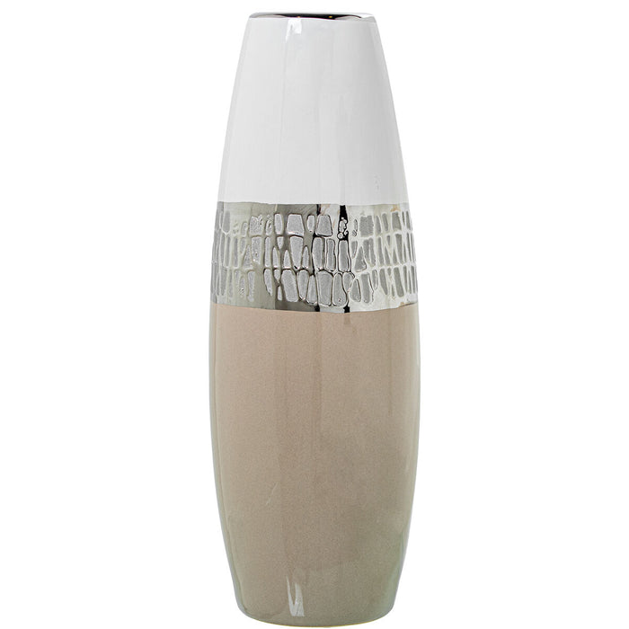 Vase Alexandra House Living White Beige Ceramic 11 x 11 x 33 cm