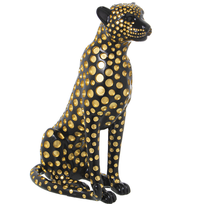 Decorative Figure Alexandra House Living Black Golden Plastic Leopard 33 x 39 x 45 cm