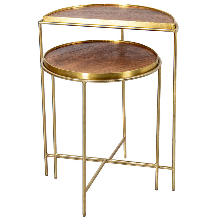 Set of 2 tables Alexandra House Living Brown Golden