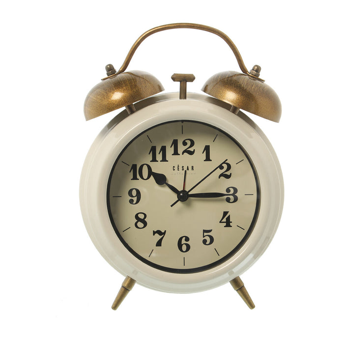 Table clock Alexandra House Living White Metal 14 x 21 x 7 cm Alarm