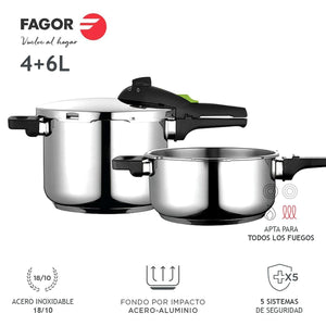 Set of pressure cookers Fagor Rapid Stainless steel 18/10 2 Pieces