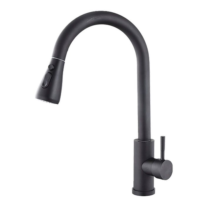 Mixer Tap Fontastock Black Stainless steel Ceramic C-shaped