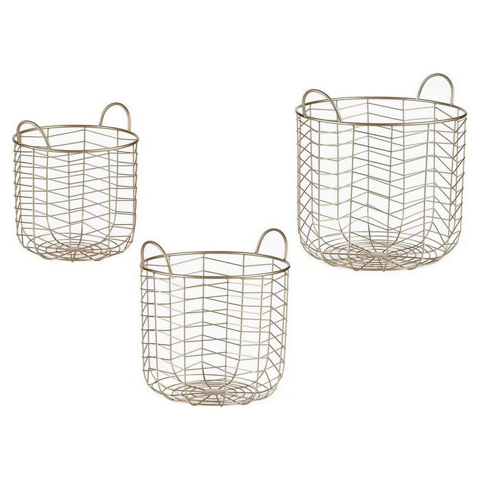 Set of Baskets Golden Metal (3 pcs)