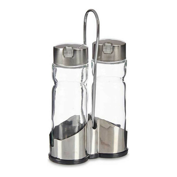 Condiment Set Crystal Metal Transparent Plastic Glass (2 pcs)