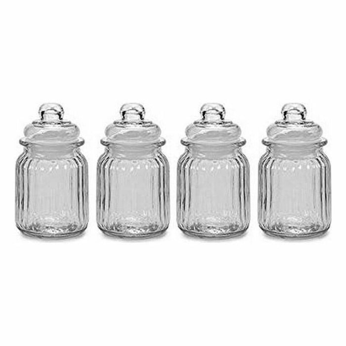 Glass Jar 4 Units Transparent Ø 7,5 x 12,5 cm 300 ml