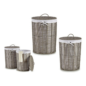 Laundry Basket Grey Cloth wicker (2 Pieces) (44 x 56 x 44 cm) (39 x 39 x 50,5 cm)